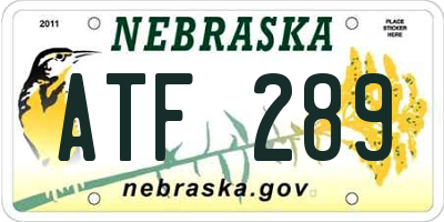 NE license plate ATF289