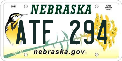 NE license plate ATF294