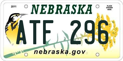 NE license plate ATF296