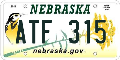 NE license plate ATF315