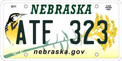 NE license plate ATF323