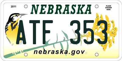 NE license plate ATF353