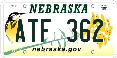 NE license plate ATF362