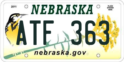 NE license plate ATF363