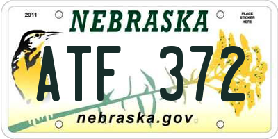 NE license plate ATF372