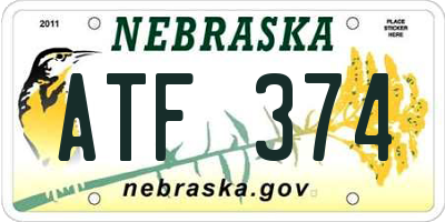 NE license plate ATF374