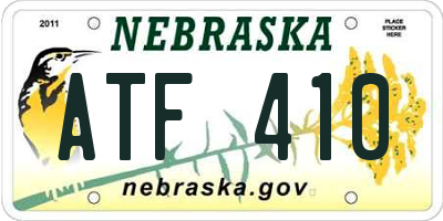 NE license plate ATF410