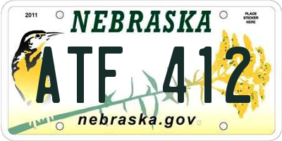 NE license plate ATF412