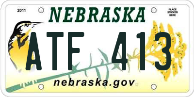 NE license plate ATF413