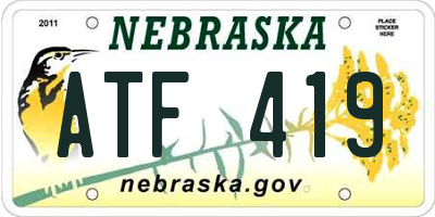 NE license plate ATF419