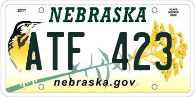 NE license plate ATF423