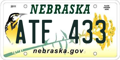 NE license plate ATF433