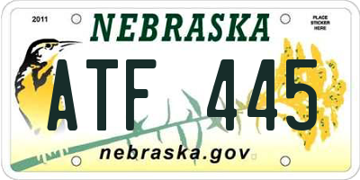 NE license plate ATF445