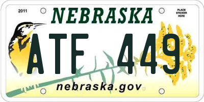 NE license plate ATF449