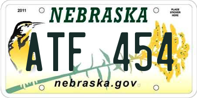 NE license plate ATF454