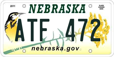 NE license plate ATF472
