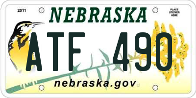 NE license plate ATF490
