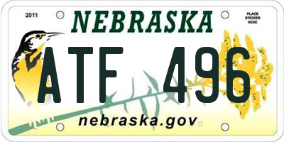 NE license plate ATF496