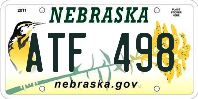 NE license plate ATF498