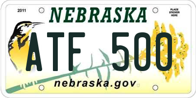 NE license plate ATF500