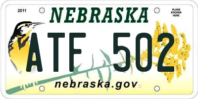 NE license plate ATF502