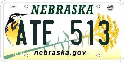 NE license plate ATF513