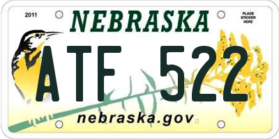 NE license plate ATF522
