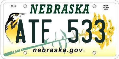 NE license plate ATF533