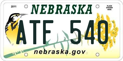 NE license plate ATF540
