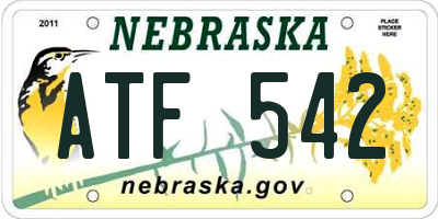 NE license plate ATF542