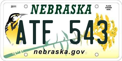 NE license plate ATF543