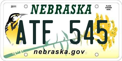 NE license plate ATF545