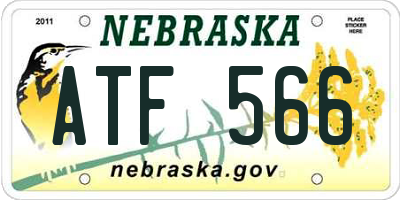 NE license plate ATF566