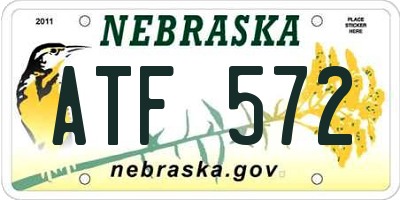 NE license plate ATF572