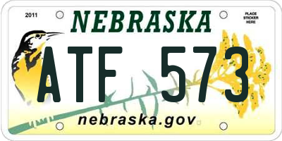 NE license plate ATF573