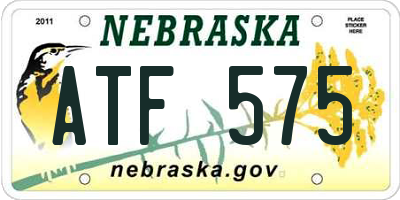 NE license plate ATF575