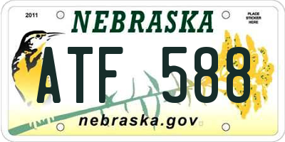 NE license plate ATF588