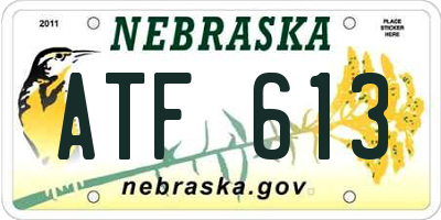 NE license plate ATF613