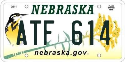 NE license plate ATF614