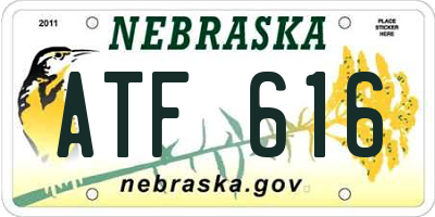 NE license plate ATF616