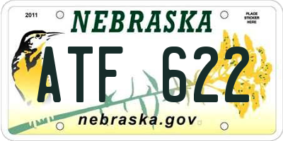 NE license plate ATF622