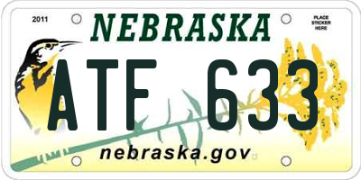 NE license plate ATF633