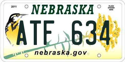 NE license plate ATF634