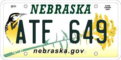 NE license plate ATF649