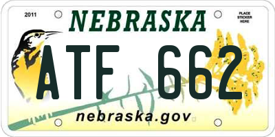 NE license plate ATF662