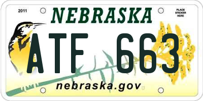 NE license plate ATF663