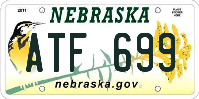 NE license plate ATF699