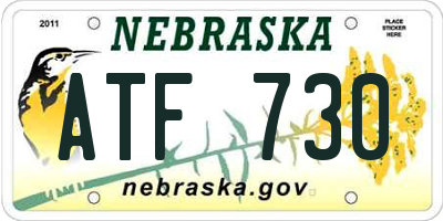 NE license plate ATF730