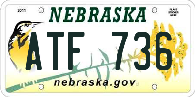 NE license plate ATF736