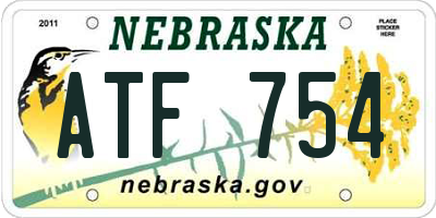 NE license plate ATF754